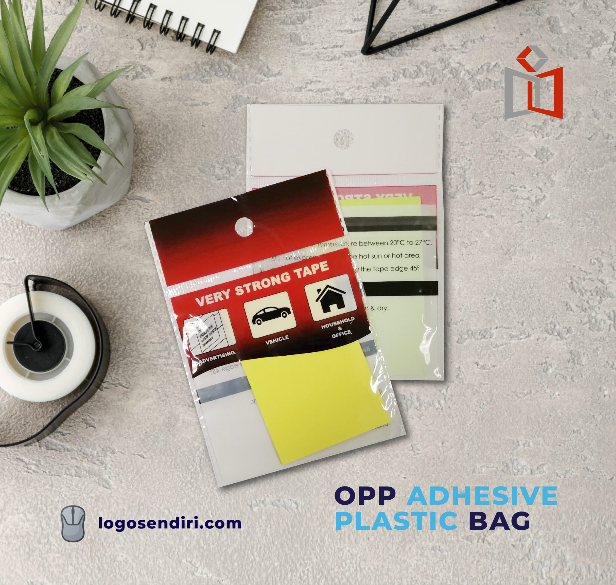 Beg OPP lutsinar dengan header untuk pembungkusan produk