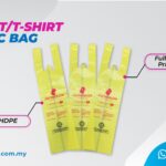 Three yellow singlet-style plastic bags displayed against a light background with text labels.