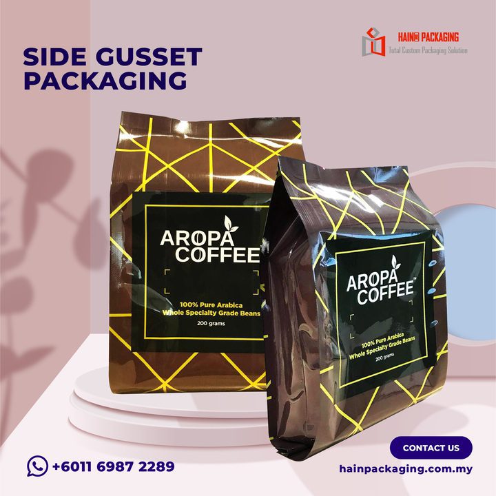 Beg side gusset untuk jenis pembungkusan makanan