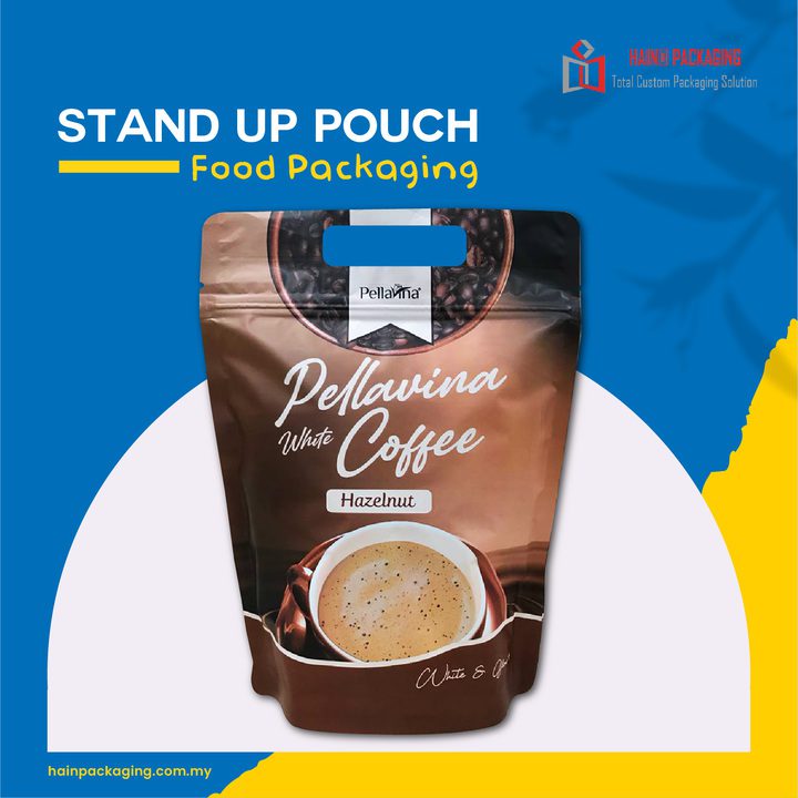 Beg stand up pouch custom dengan jenama sendiri untuk kopi